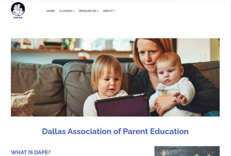 Screenshot of Dallas Association for Parent Education Website